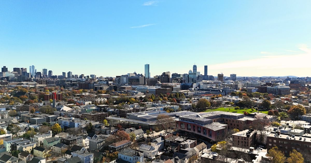 Aerial drone imagery utilizing the DJI Air 3 of 808 Windsor Street in Somerville, Massachusetts